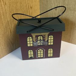 Cat Townhouse Wooden Box With Lid And Handles
