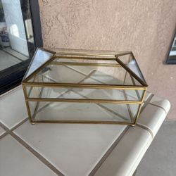 Gold Glass Tissue Box Container 