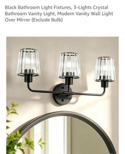 Black 3 crystal light  Bathroom Light Fixture
