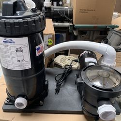 Above Ground Pool Cartridge Filter Skidpack With 1.5hp Pump And Motor 