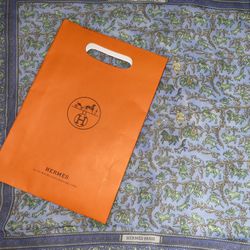 Authentic Hermés Silk Scarf & Shopping Bag Lot