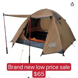 2-3 Persons Four Seasons Freestanding Backpacking Tent with Wind/Rain/Storm/Snow/Waterproof, Double Layers, Double Doors, Front Vestibule, Roomy Space