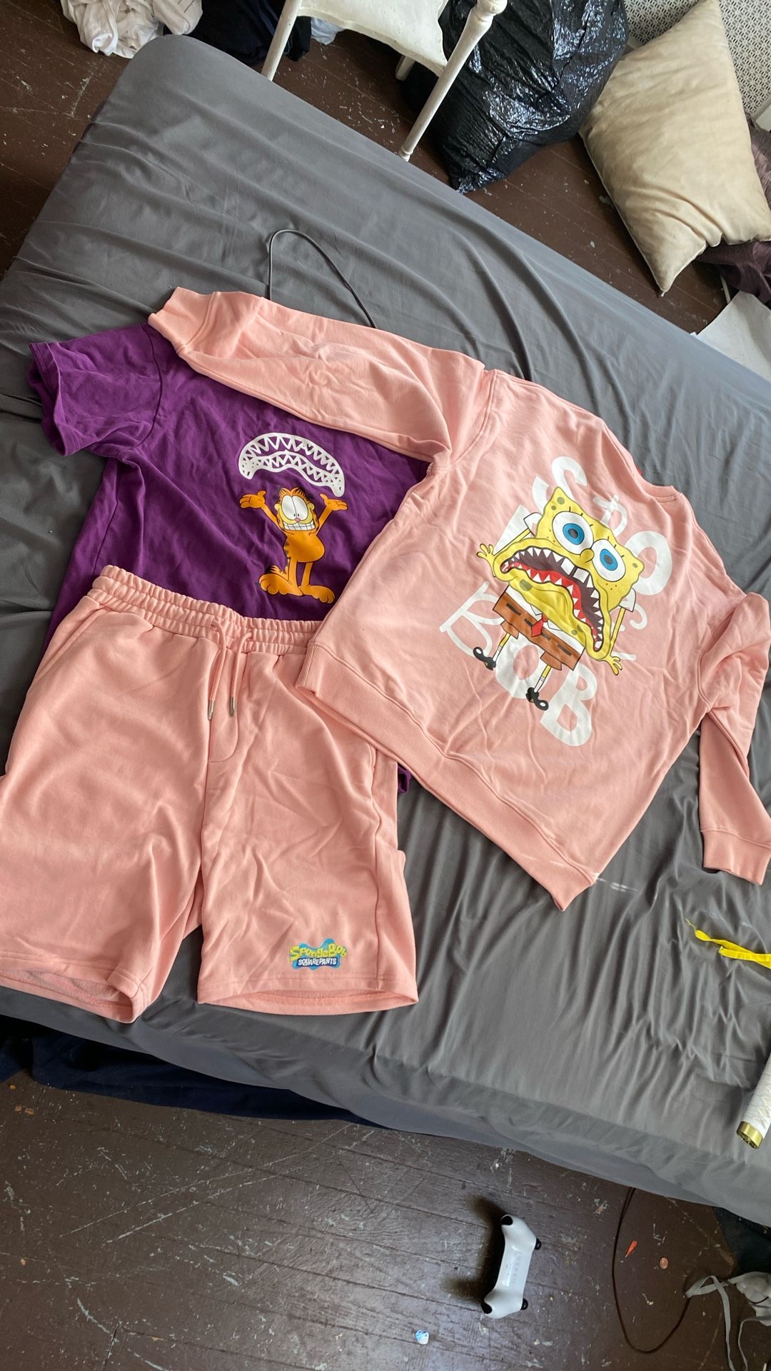 Sprayground Summer Outfit Purple And Pink Shorts Shirt And Sweatshirt