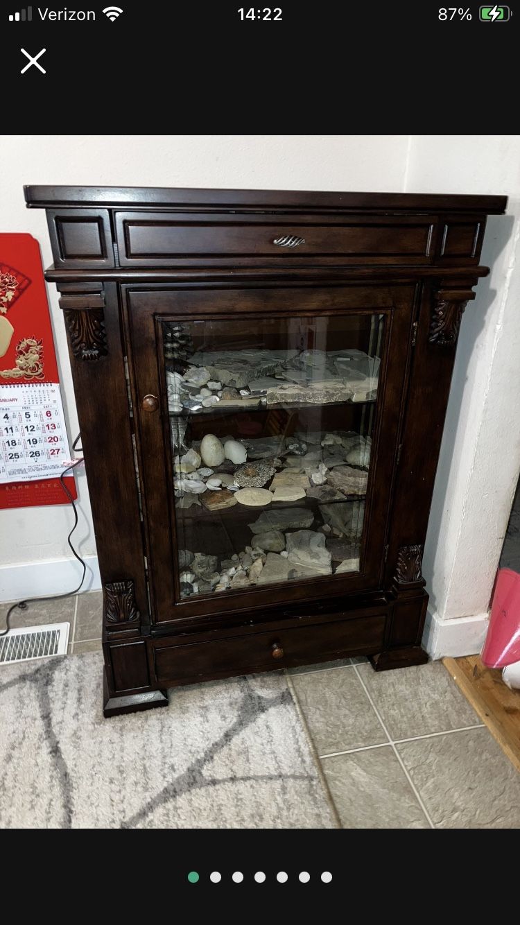 Stained Wood And Glass Curio Cabinet