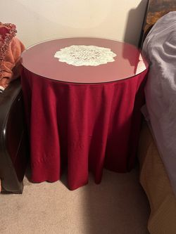 2 Round Side Tables with Glass Top