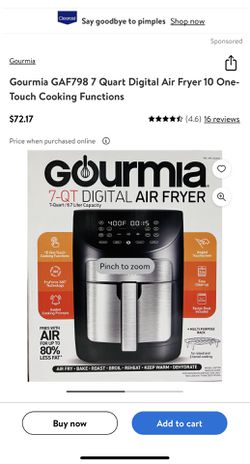 Gourmia Gaf798 7 Quart Digital Air Fryer 10 One-Touch Cooking