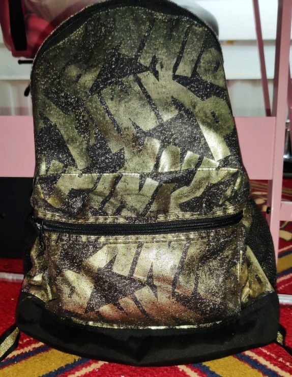 Victoria's Secret Black And Gold Bookbag Great Condition 