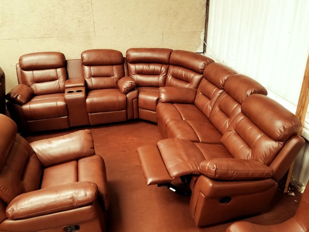 Brand new Brown shava leather recliner sectional