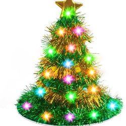Christmas Tree Hat with Lights - Santa Hat 30 LED Colorful Lights Christmas Costume