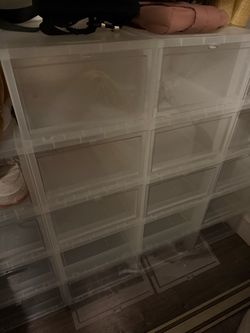 Clear Plastic Stackable Shoe Storage Boxes