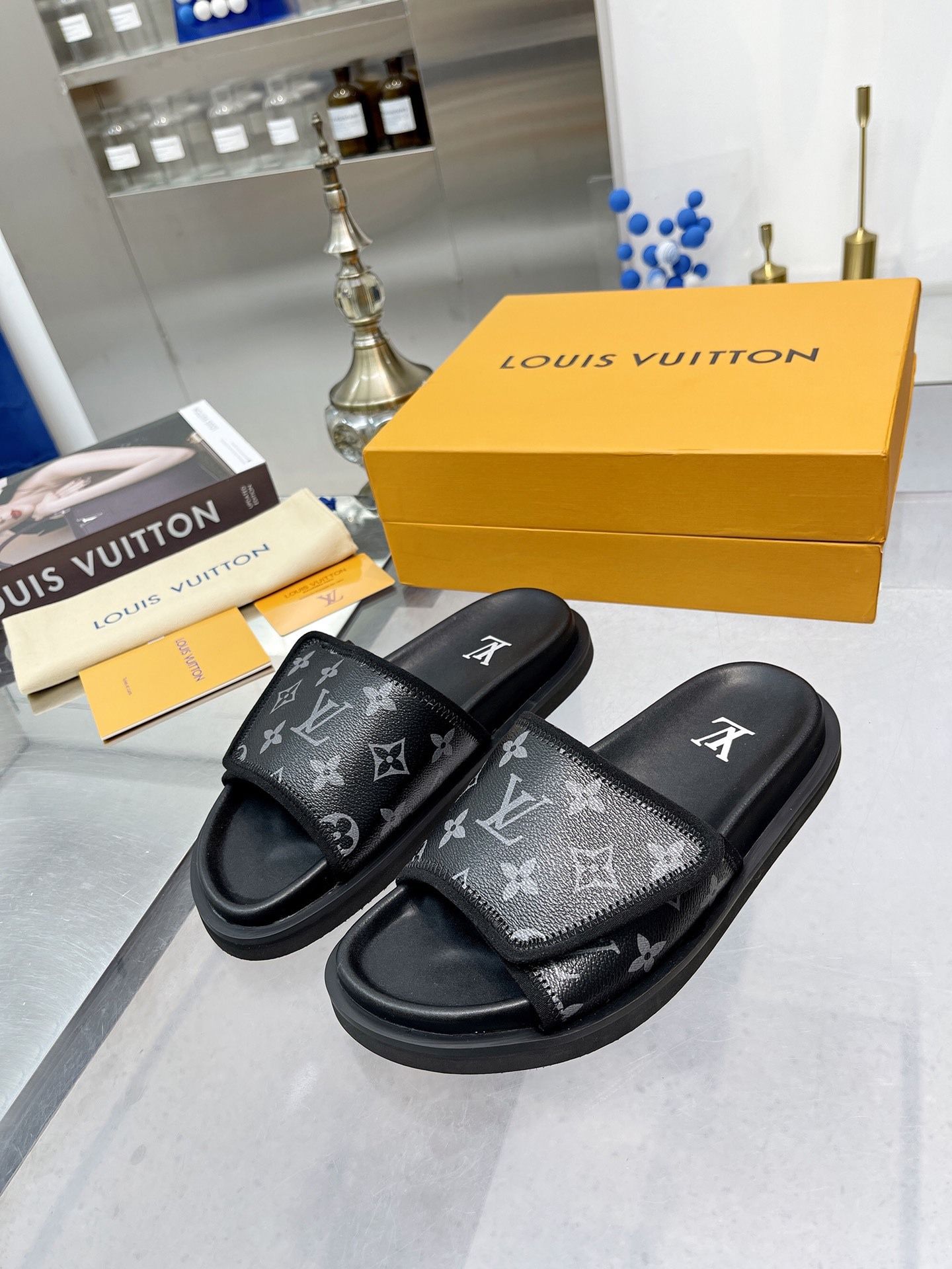 Black slippers