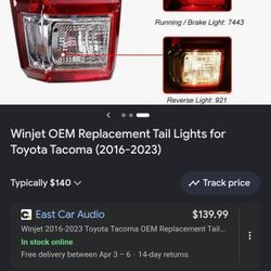 Winjet LED Tail Lights For Toyota Tacoma 2016-2023