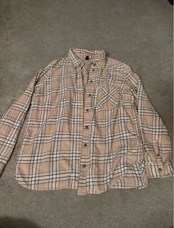 Pink Plaid Flannel Button-Up Shirt