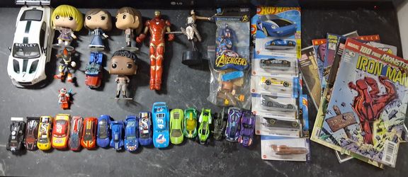 Mixed Toy Lot – Hot Wheels, Funko Pops, Action Figures, Comics