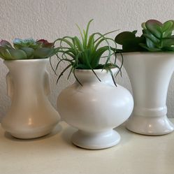 Vase Vases 3 Small White Ceramic Vases for Decor (Add $5 For 5 Stems)