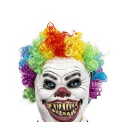 Clown Mask With Wig , Moving Jaw 