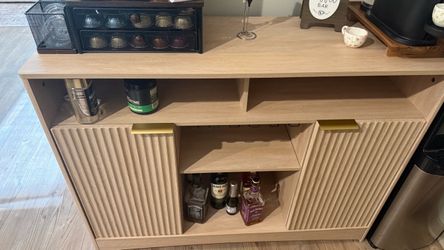 Light Wood Sideboard Cabinet with Fluted Doors