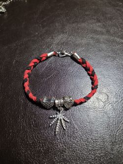 Adjustable braided leather bracelet