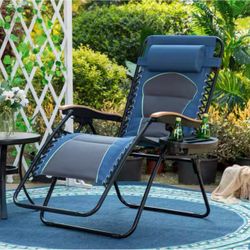 ONLY $75: Zero Gravity Lounge Chair Folding Padded Recliner With Wooden Armrest Oversized