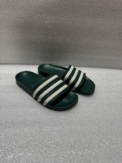 Vintage Adidas Adilette Slide Sandals Green White Made in Italy Size 5