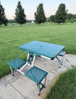 Folding Picnic Camping Table With Chairs Portable Suitcase