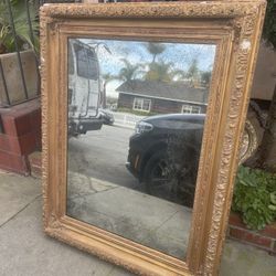 Antique Mirror With Patina Beautiful Frame 30” By40”