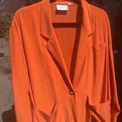 Liz Claiborne Silk Blazer Bright Orange