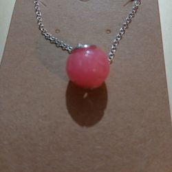 Jade Bead Pendant Necklace With Sterling Silver Chain