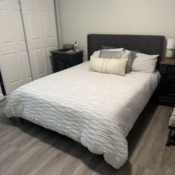 Queen Bed With Mattress / Frame Included 