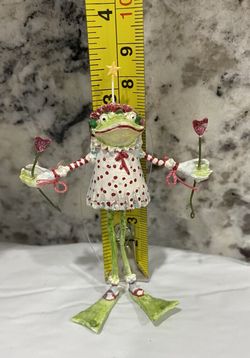 Party girl Frog Ornament By Patience Brewster.