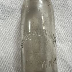 Clear mineral water bottle from Troy New York C/co