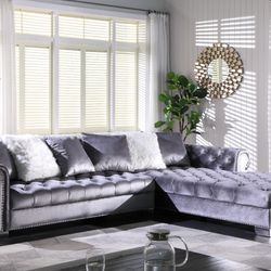 New Sectional Grey Velvet 