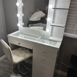 Glass Vanity Desk 