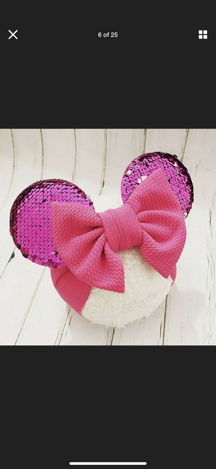 Babygirls head band Minnie Mouse ears