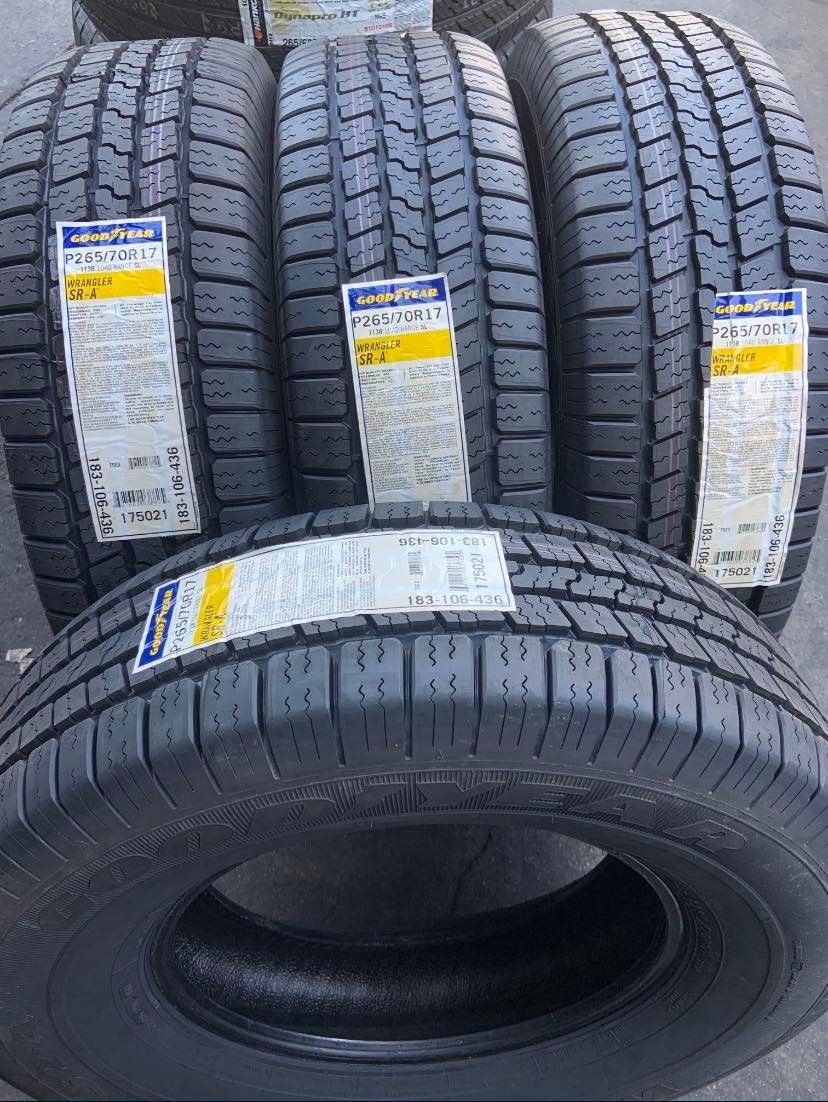 265/70/17 goodyear wrangler sr-a new set of tires nuevo set de llantas