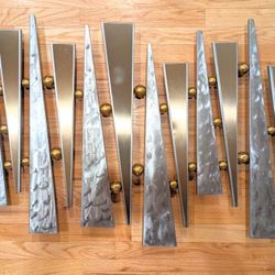 Curtis Jere Rare Brushed Chrome and Brass Metal Wall Sculpture