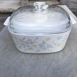 Extra Large Vintage Corning Ware Pastel Bouquet 5 Liter Casserole Dish with Lid