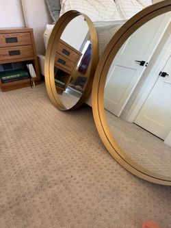 Large Round Gold Frame Wall Mirror