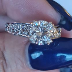 NEW Round Cut Cubic Zirconia Sterling Silver Filigree Ring s 5,6 & 7