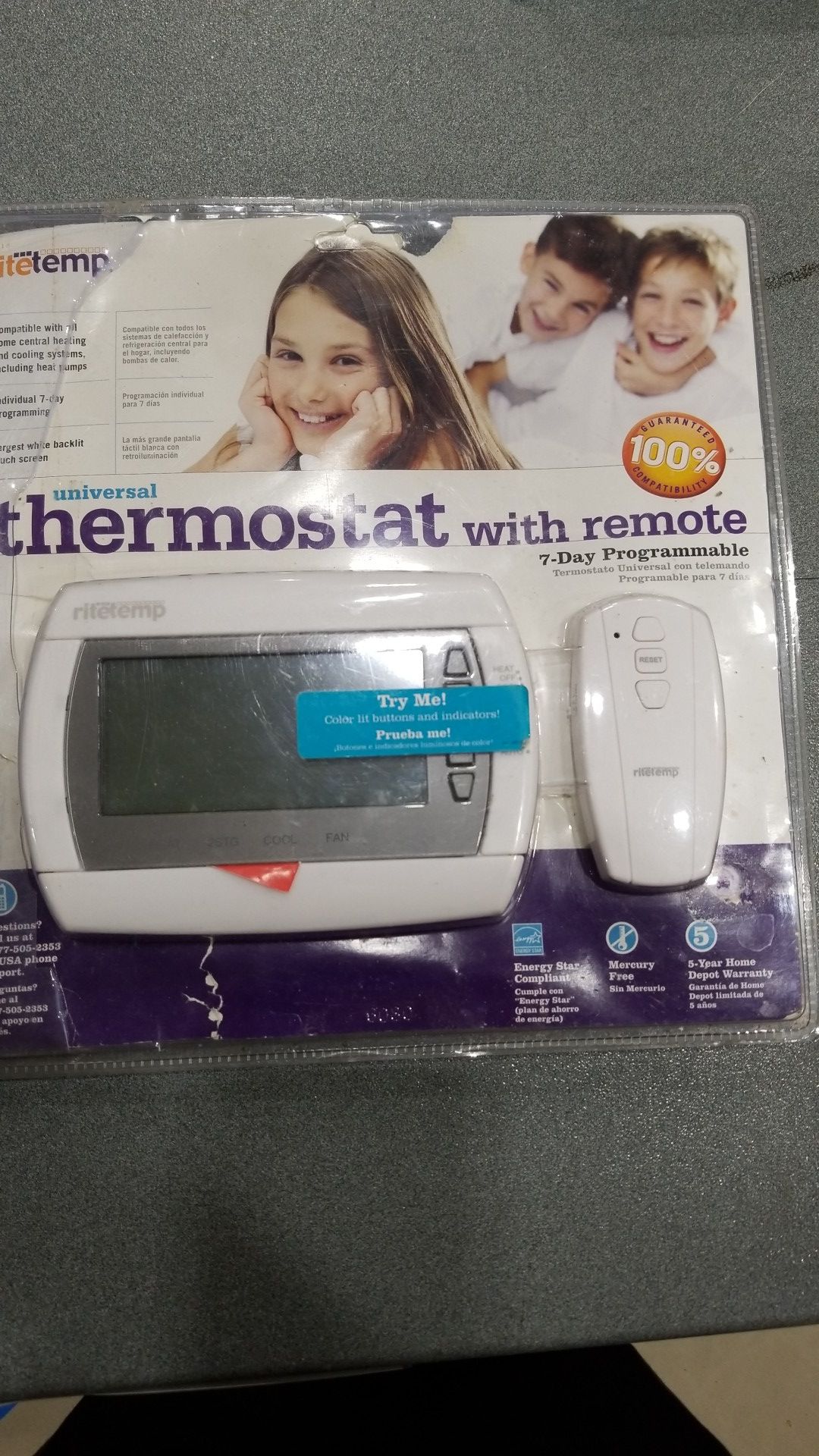 Universal programmable thermostat with remote control By Ritetemp sold at home depot