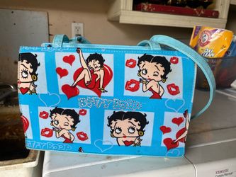 Vintage Y2K Betty Boop Blue Rhinestone Tote Bag Handbag