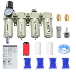 3/4" NPT Industrial Grade 4 Stage Air-Dryer-for-Compressor, Air-Compressor-Water-Separator-System for Plasma Cutter and Paint Spray, 3Filter&1Dryer Sy