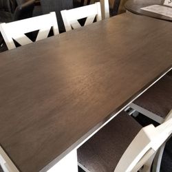 Brand New Gray/Off White Counter High 5PCs Dining Set (60"×30"×36"H Table)