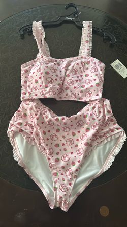 Pink Strawberry Print Two-Piece Bikini Set