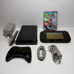 Nintendo Wii U 32GB Black Deluxe Mario Kart 8 Bundle Console & Gamepad Pro Contr