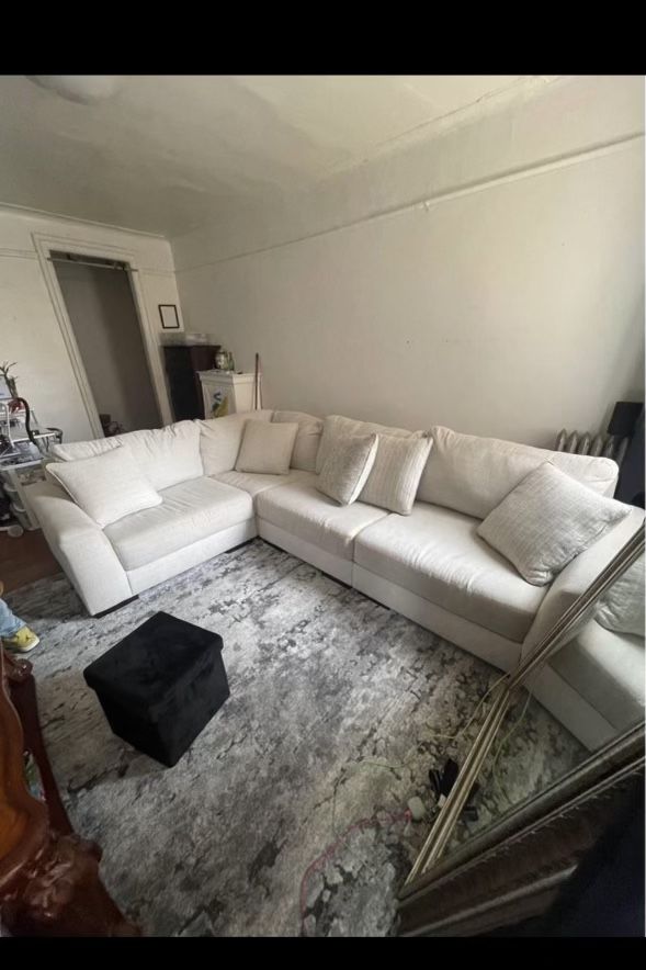 Off White Sectional Couch/ Sofa 