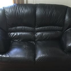 Regular Size Sofa Bed And Love Sofa Black Leather For Free