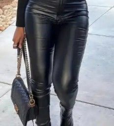 Black Skinny Faux Leather Style Pants