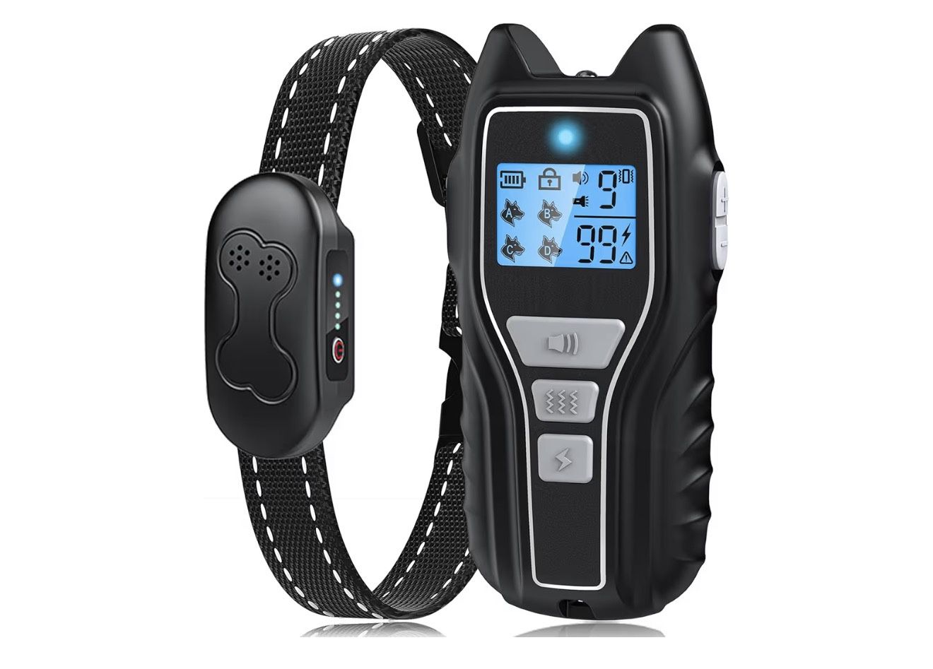 Dog Shock Collar with Remote Control – Rechargeable Dog Training Collar, IPX7 Waterproof E Dog Collar with 4 Safe Flashlight Modes, Vibration Peep, Sh