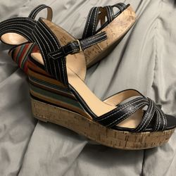 Navy Multi Wedge Sandals, Size 12 Like New Condition 